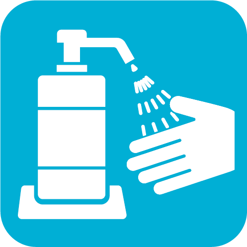 手指消毒用アルコールを設置しています。